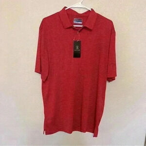 NWT PGA Tour Red with Black Stripes Moisture Wicking Polo Size Large